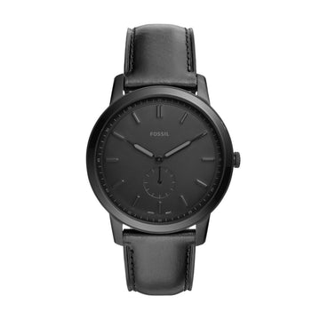 Fossil Minimalist 44mm Two-Hand Black Leather Watch - FS5447