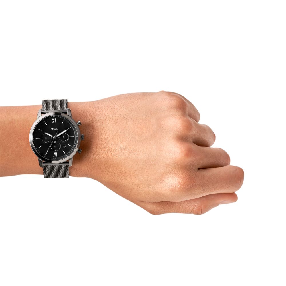 Fossil Neutra 44mm Chronograph Smoke Stainless Steel Mesh Watch - FS5699 (3)