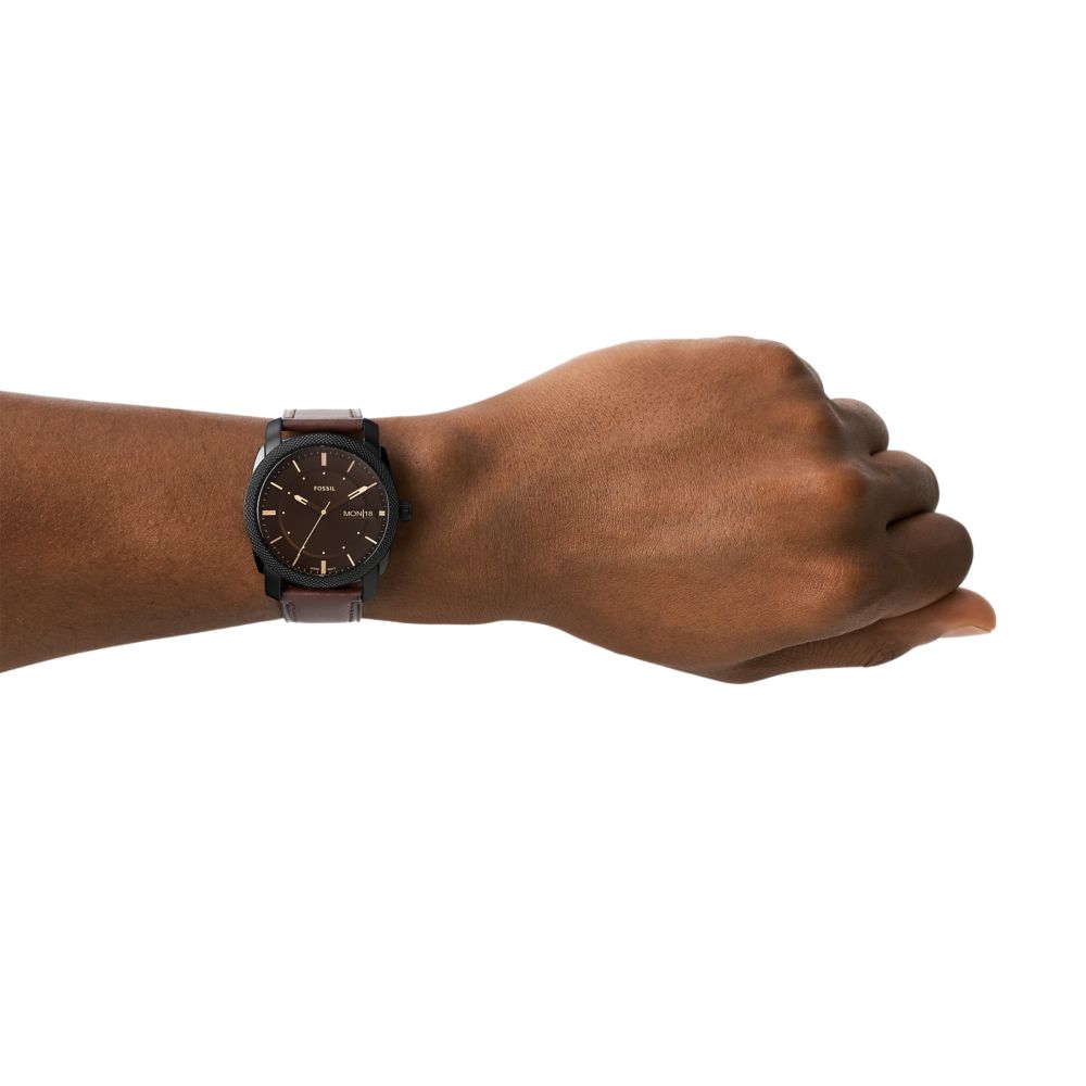Fossil Machine 42mm Three-Hand Date Brown Leather Watch - FS5901 (3)