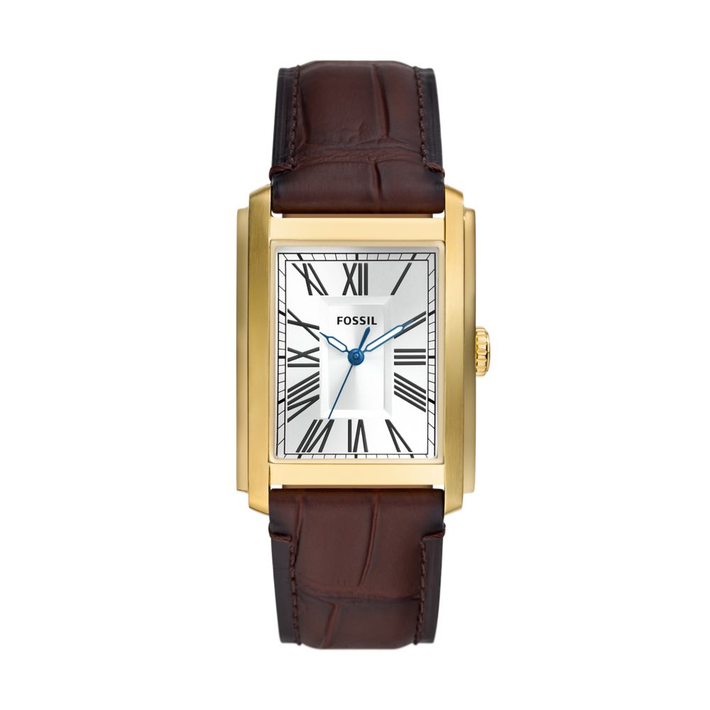 Fossil Carraway 30mm Three-Hand Brown Croco Leather Watch - FS6011