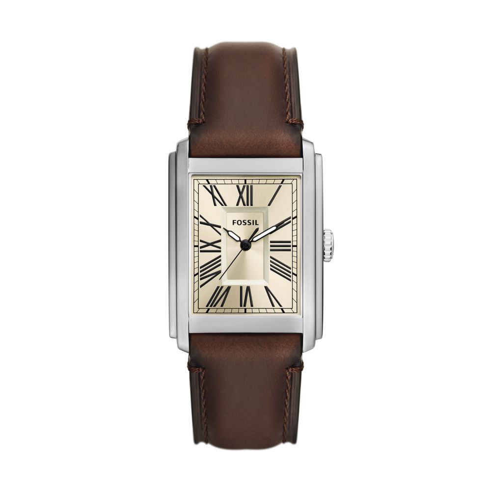 Fossil Carraway 30mm Three-Hand Brown Leather Watch - FS6012