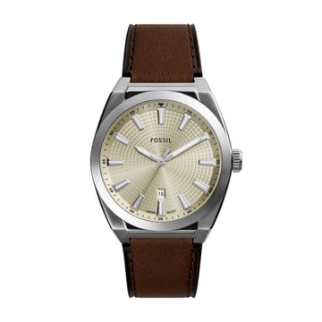 Fossil Everett 42mm Three-Hand Date Brown Leather Watch - FS6071