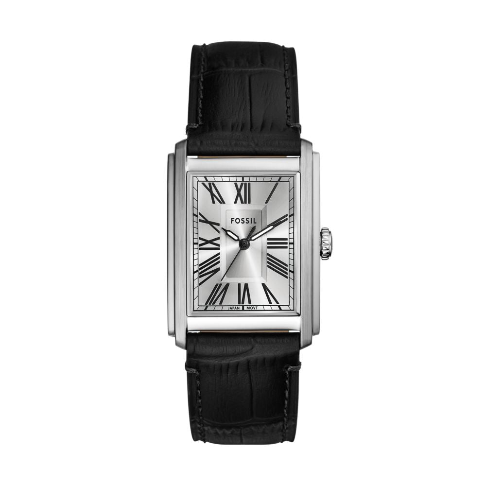 Fossil Carraway 30mm Three-Hand Black Croco Leather Watch - FS6078