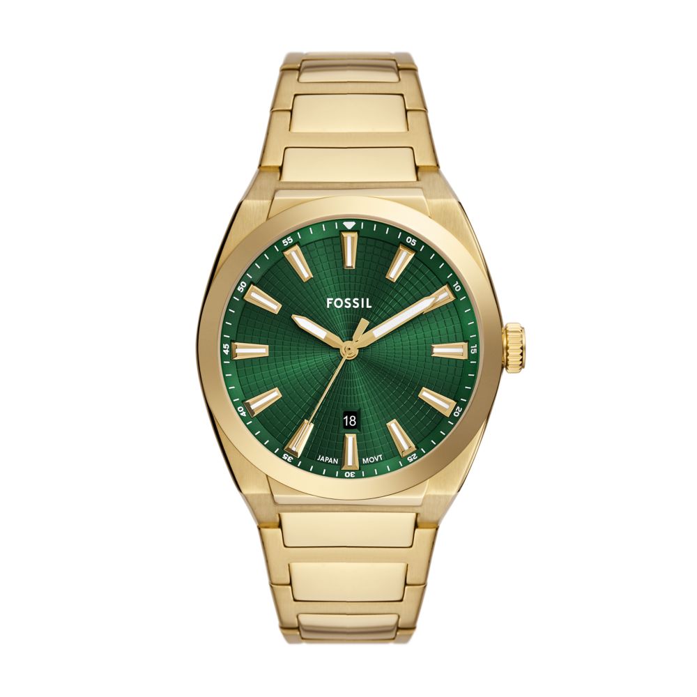 Fossil Everett 42mm Three-Hand Date Gold-Tone Stainless Steel Watch - FS6090