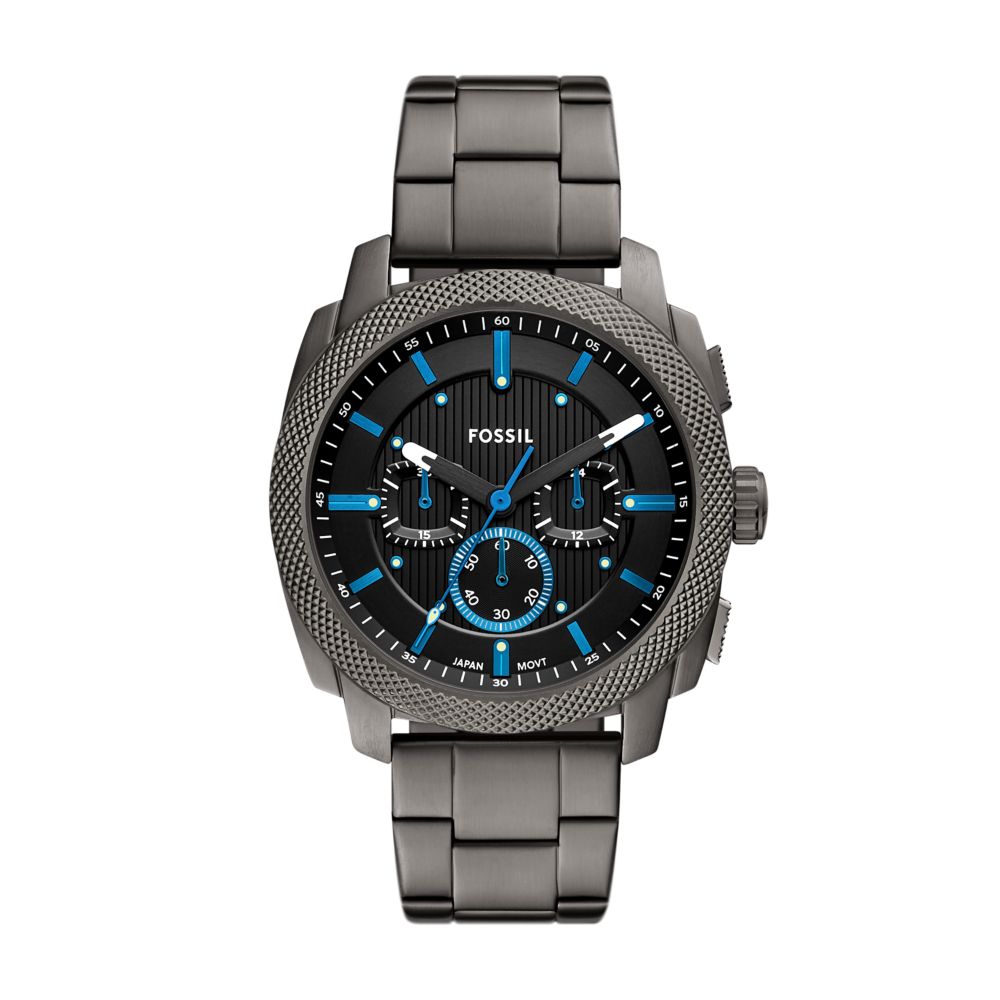 Fossil Machine 44mm Chronograph Smoke Stainless Steel Watch - FS6098