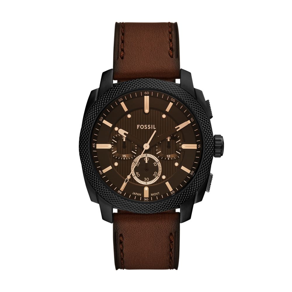 Fossil Machine 44mm Chronograph Brown Leather Watch - FS6101