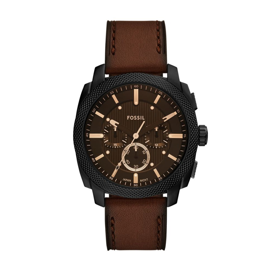Fossil Machine 44mm Chronograph Brown Leather Watch - FS6101