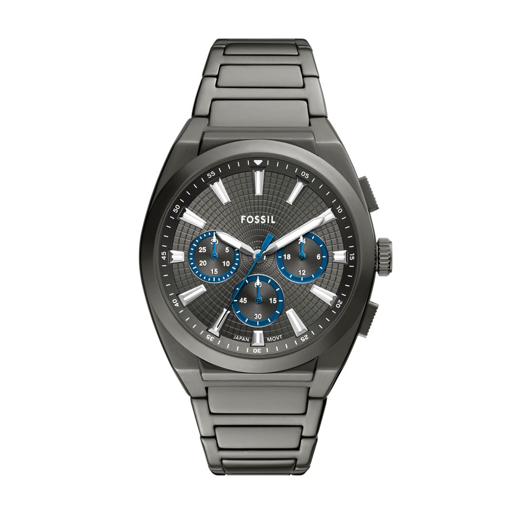 Fossil Everett 44mm Chronograph Smoke Stainless Steel Watch - FS6107