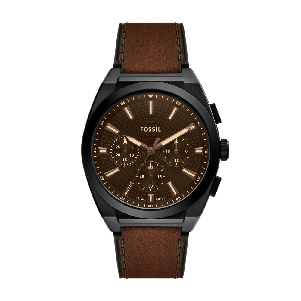 Fossil Everett 44mm Chronograph Brown Leather Watch - FS6108