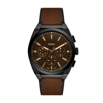 Fossil Everett 44mm Chronograph Brown Leather Watch - FS6108