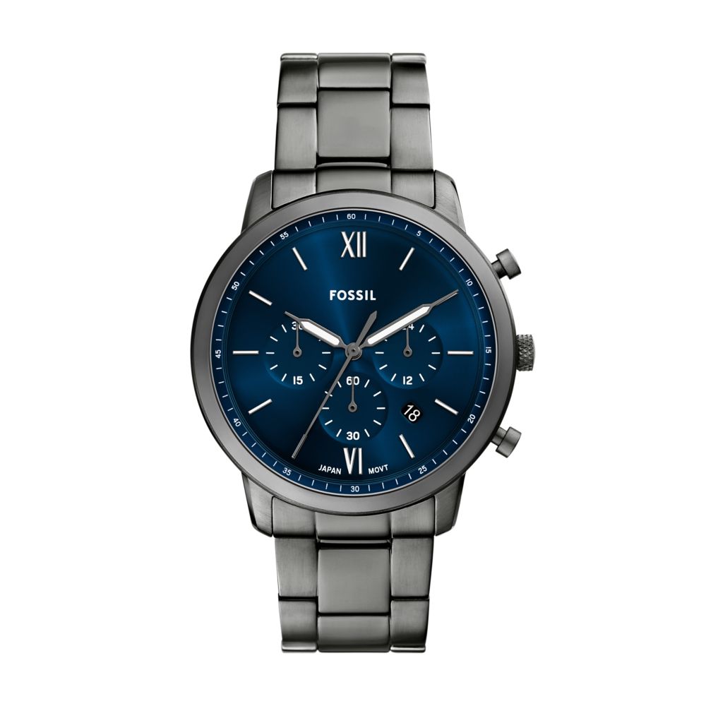 Fossil Neutra 44mm Chronograph Smoke Stainless Steel Watch - FS6111
