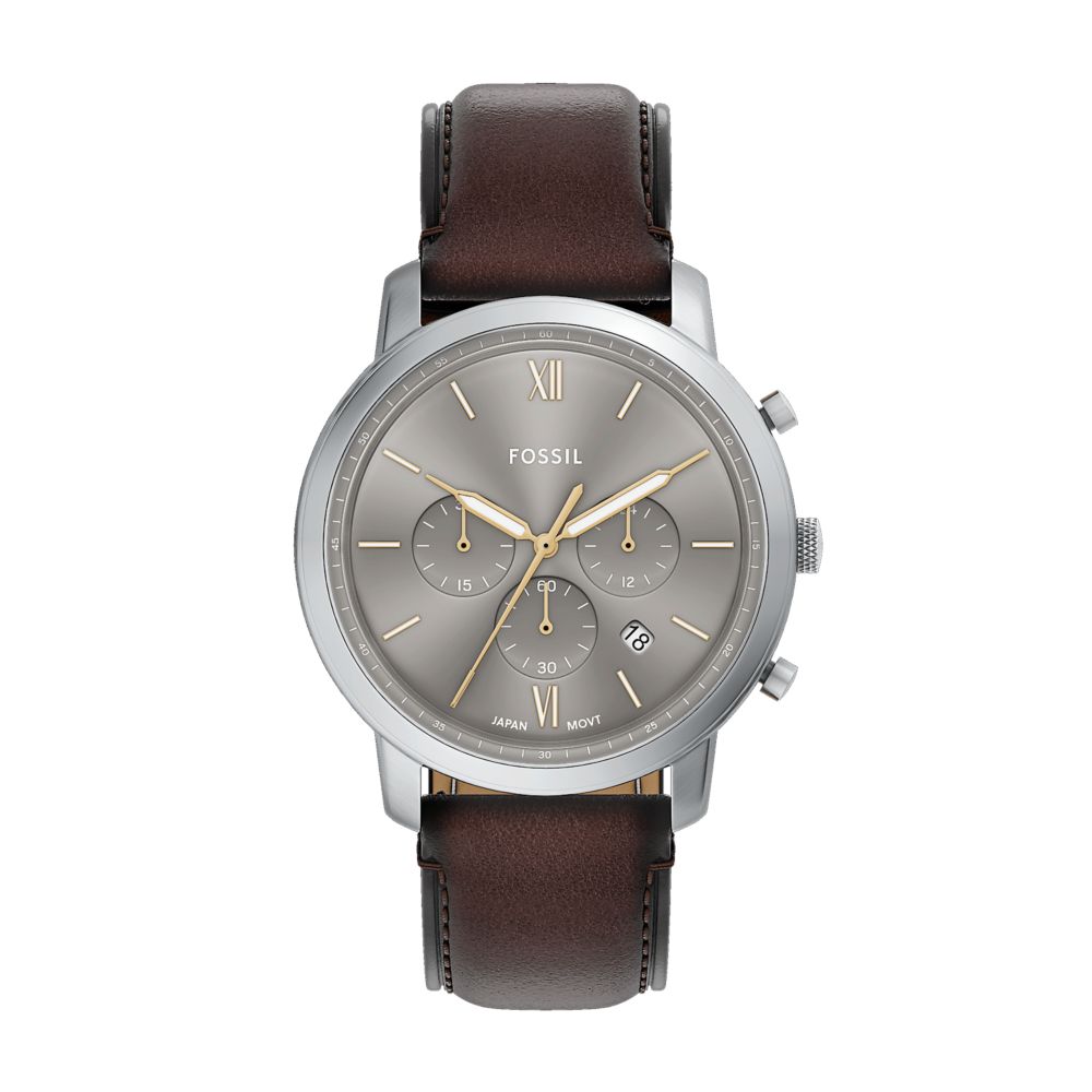 Fossil Neutra 44mm Chronograph Brown Leather Watch - FS6129