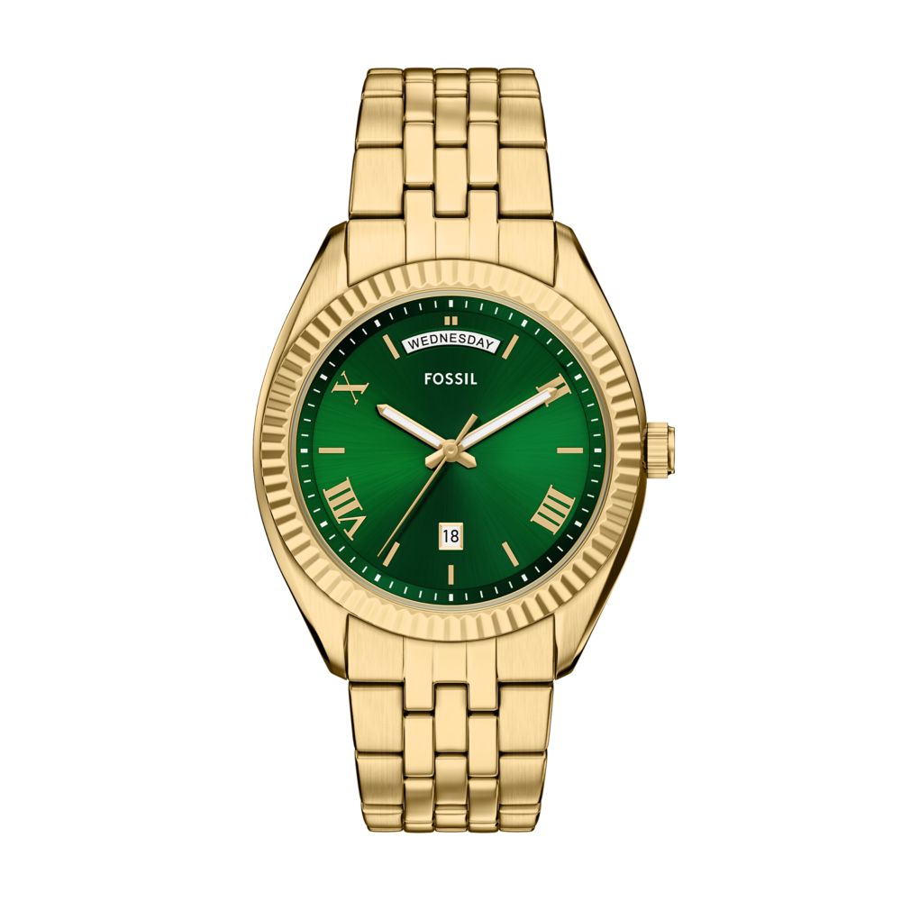 Fossil Campbell 42mm Three-Hand Day-Date Gold-Tone Stainless Steel Watch - FS6142