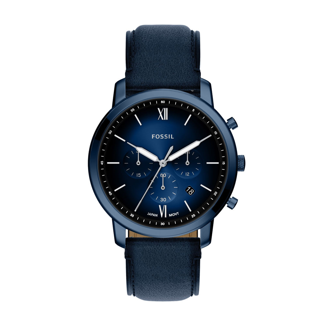 Fossil Neutra 44mm Chronograph Navy Leather Watch - FS6168
