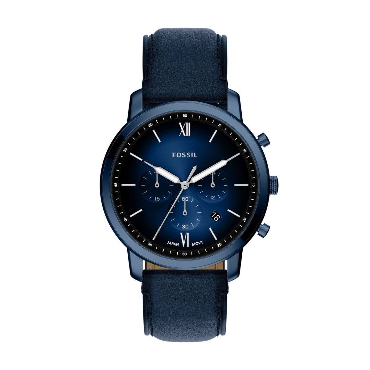 Fossil Neutra 44mm Chronograph Navy Leather Watch - FS6168