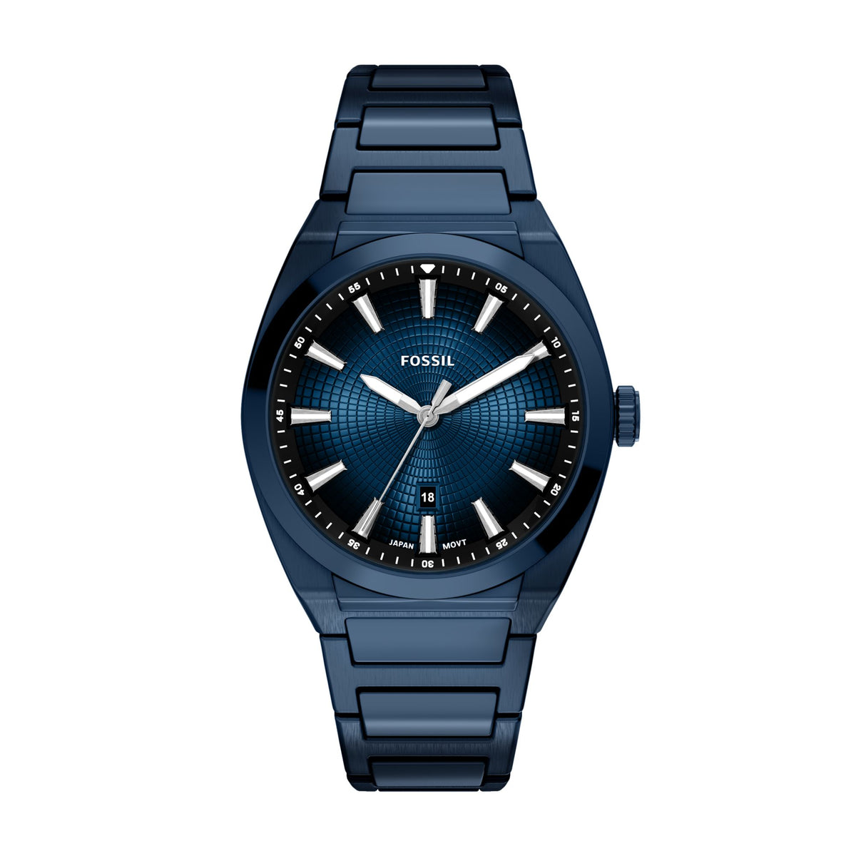 Fossil Everett 42mm Three-Hand Navy Stainless Steel Watch - FS6169