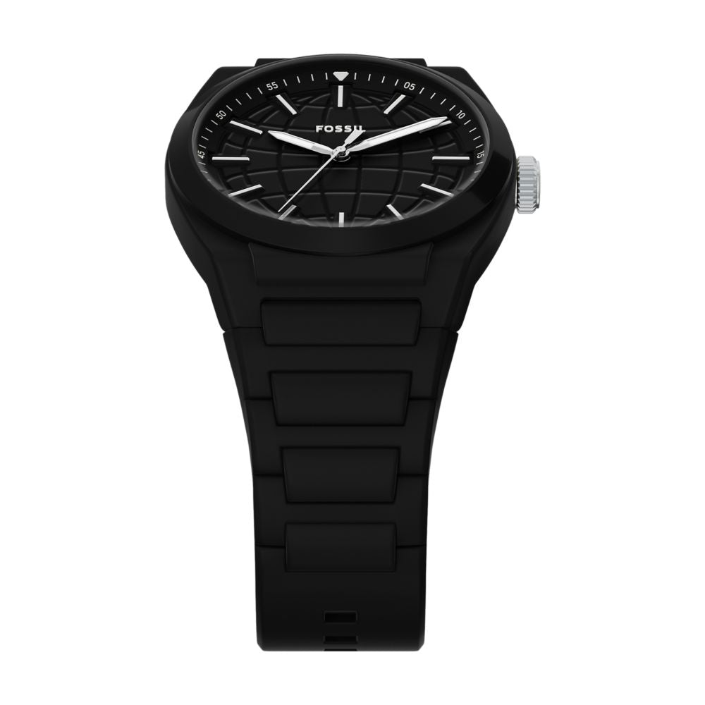 Fossil Everett 42mm Three-Hand Black Silicone Watch - FS6175 (3)
