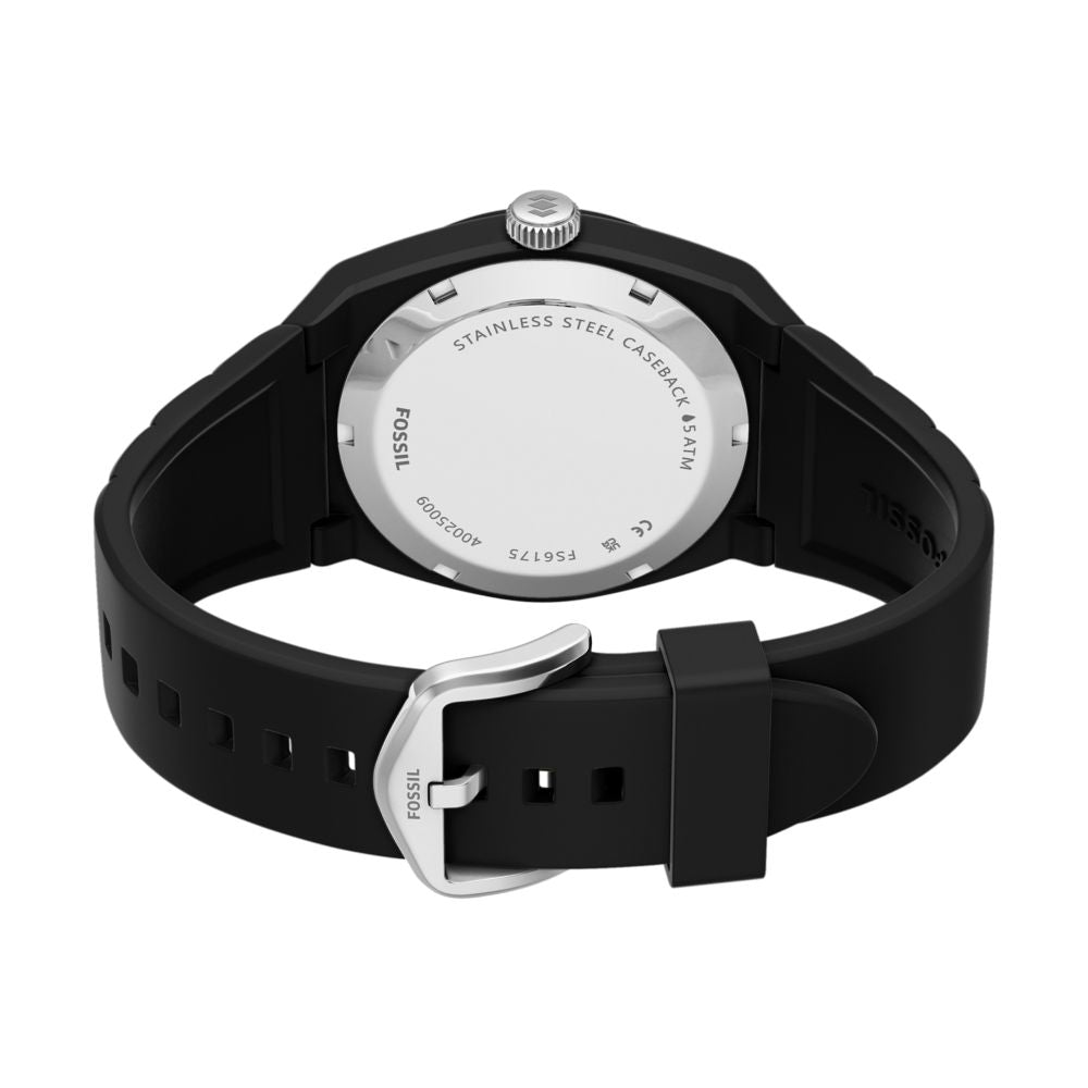 Fossil Everett 42mm Three-Hand Black Silicone Watch - FS6175 (4)