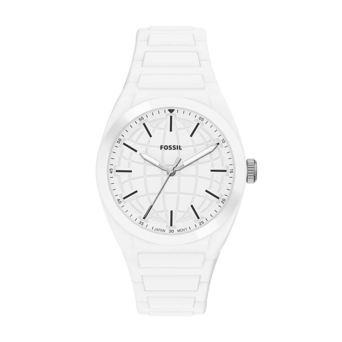 Fossil Everett 42mm Three-Hand White Silicone Watch - FS6176