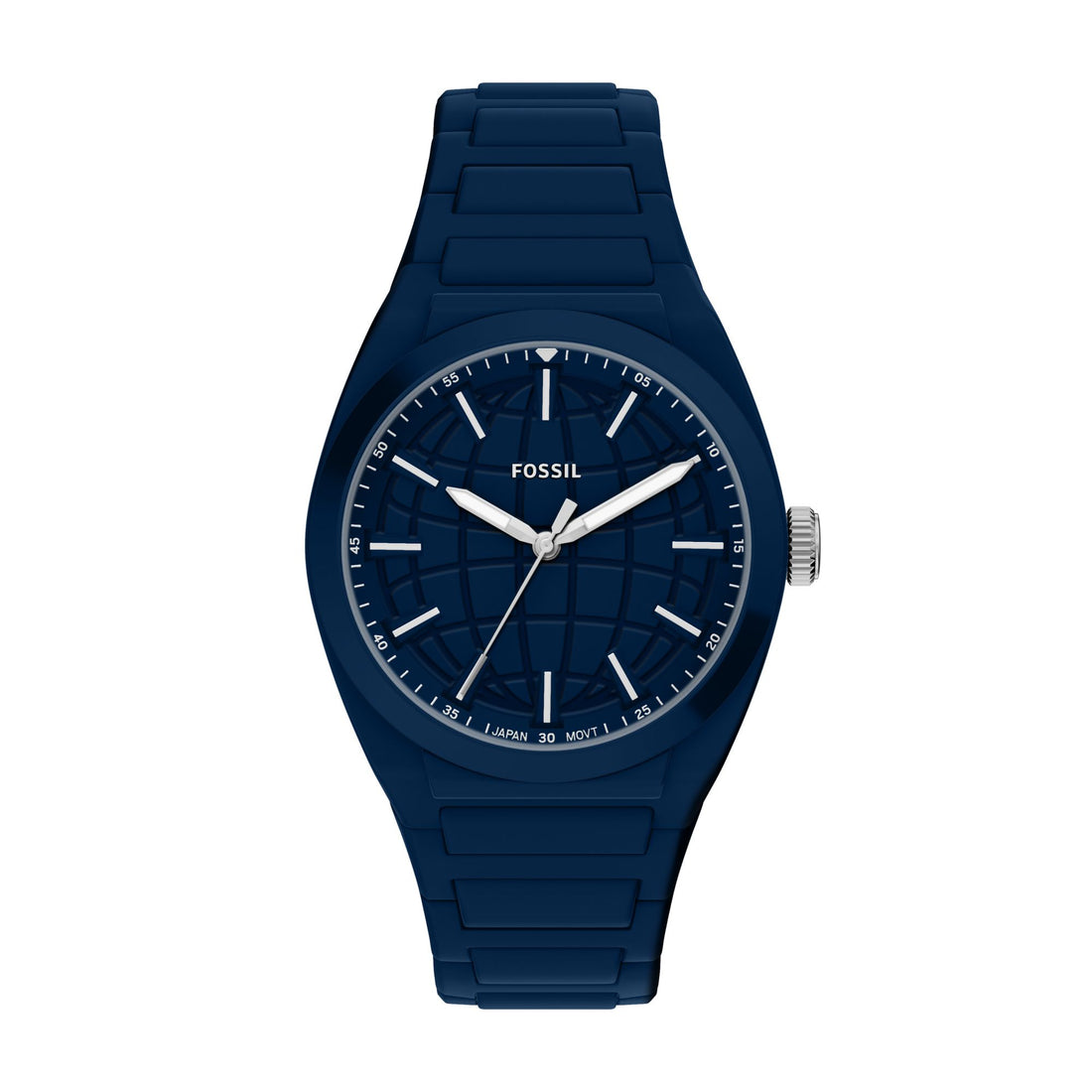 Fossil Everett 42mm Three-Hand Navy Silicone Watch - FS6177