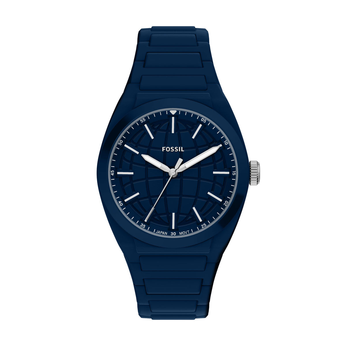 Fossil Everett 42mm Three-Hand Navy Silicone Watch - FS6177