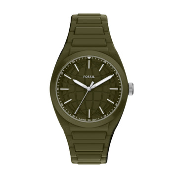 Fossil Everett 42mm Three-Hand Olive Silicone Watch - FS6178