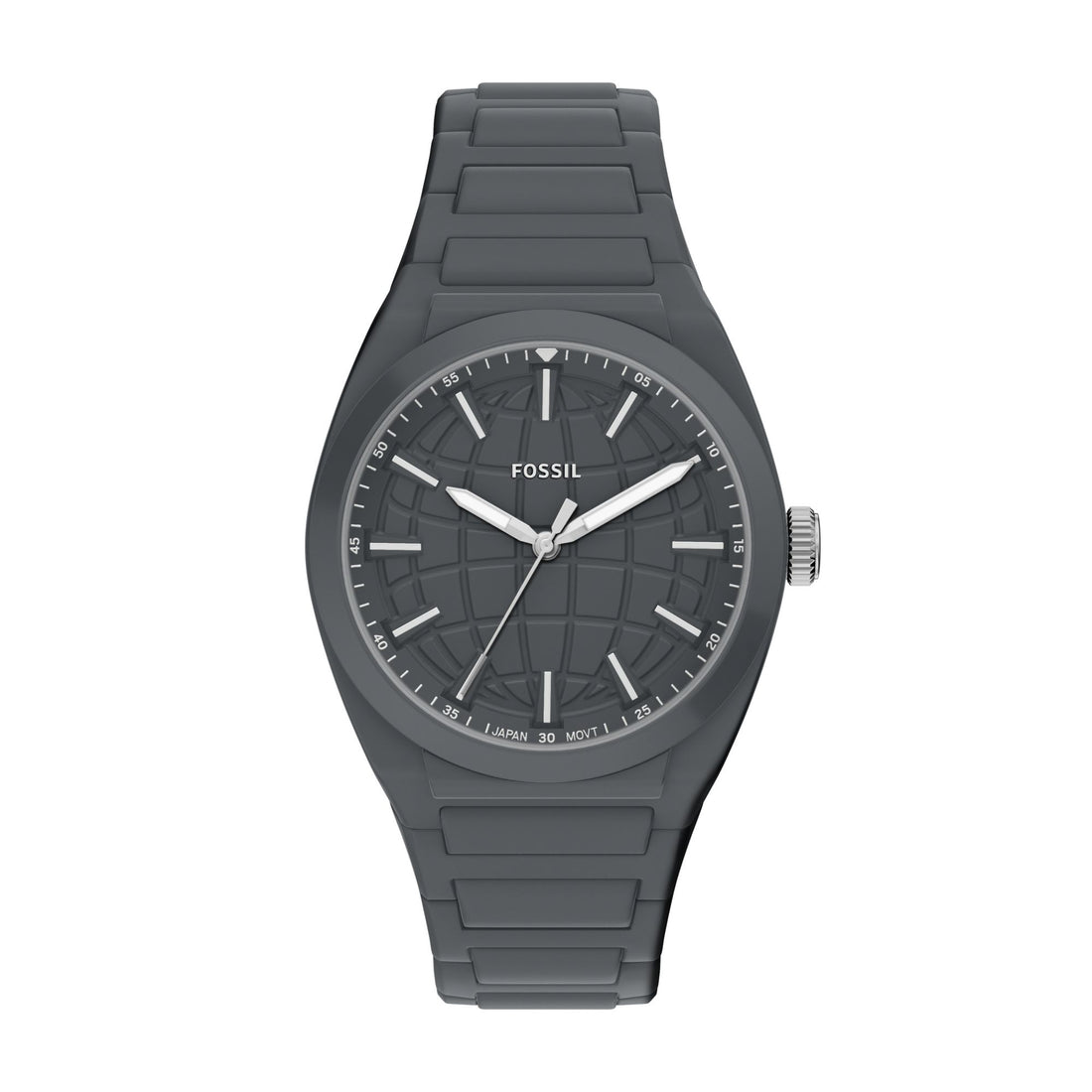 Fossil Everett 42mm Three-Hand Gray Silicone Watch - FS6179
