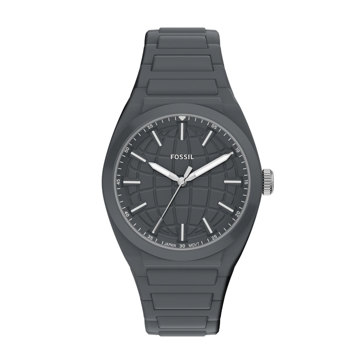 Fossil Everett 42mm Three-Hand Gray Silicone Watch - FS6179