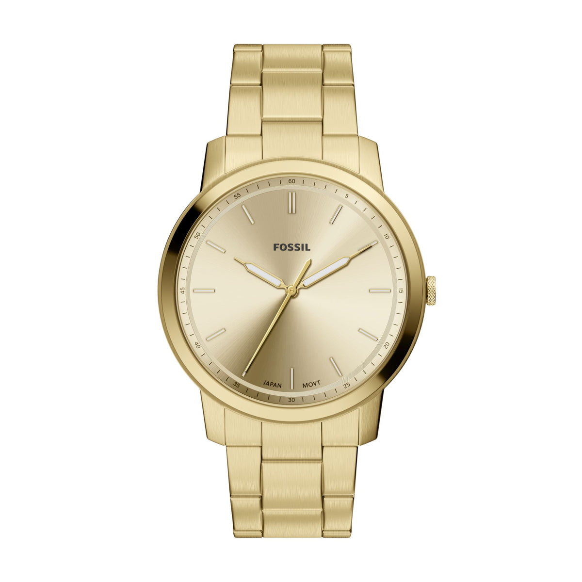 Fossil Minimalist 44mm Three-Hand Gold-Tone Stainless Steel Watch - FS6181