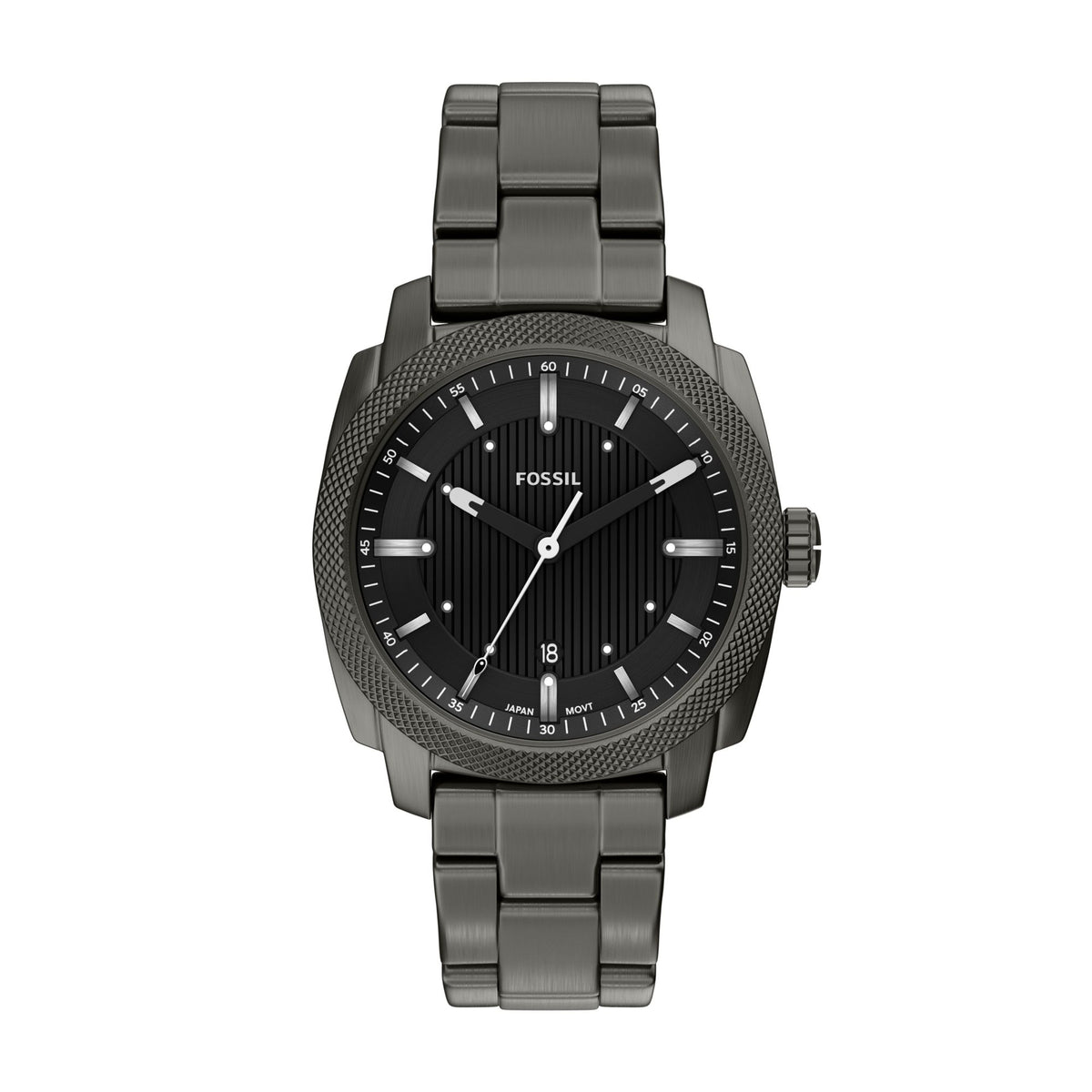 Fossil Machine 41mm Three-Hand Date Smoke Stainless Steel Watch - FS6185