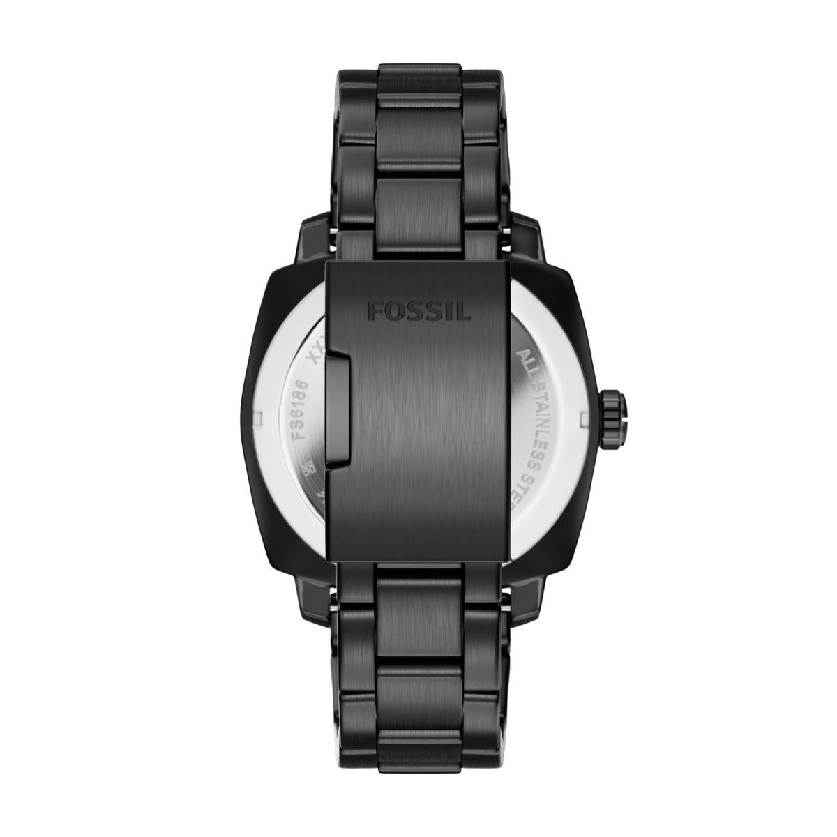 Fossil Machine 41mm Three-Hand Date Black Stainless Steel Watch - FS6186 (2)