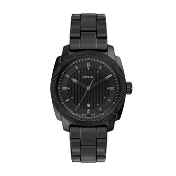 Fossil Machine 41mm Three-Hand Date Black Stainless Steel Watch - FS6186