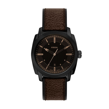 Fossil Machine 41mm Three-Hand Date Brown Leather Watch - FS6187