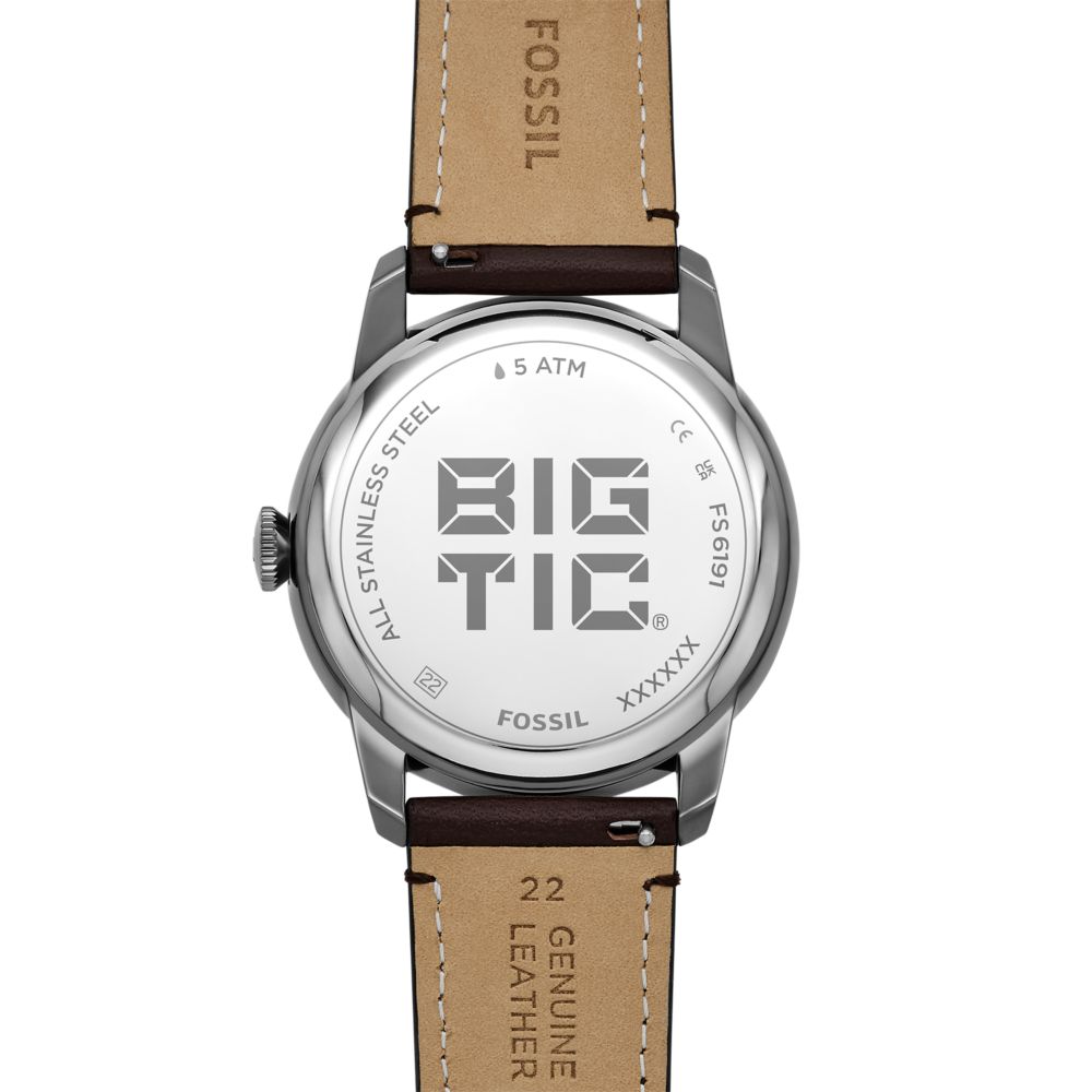 Fossil Townsman Big Tic 42mm Gunmetal Brown Leather Watch - FS6191 (2)