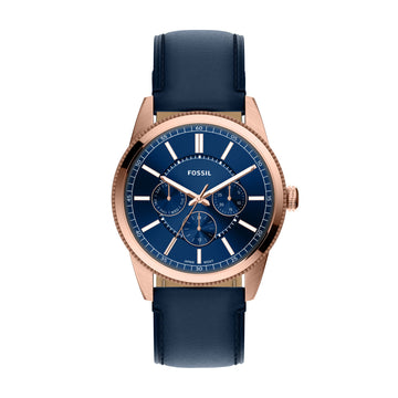 Fossil Pearson 42mm Multifunction Navy Leather Watch - FS6196
