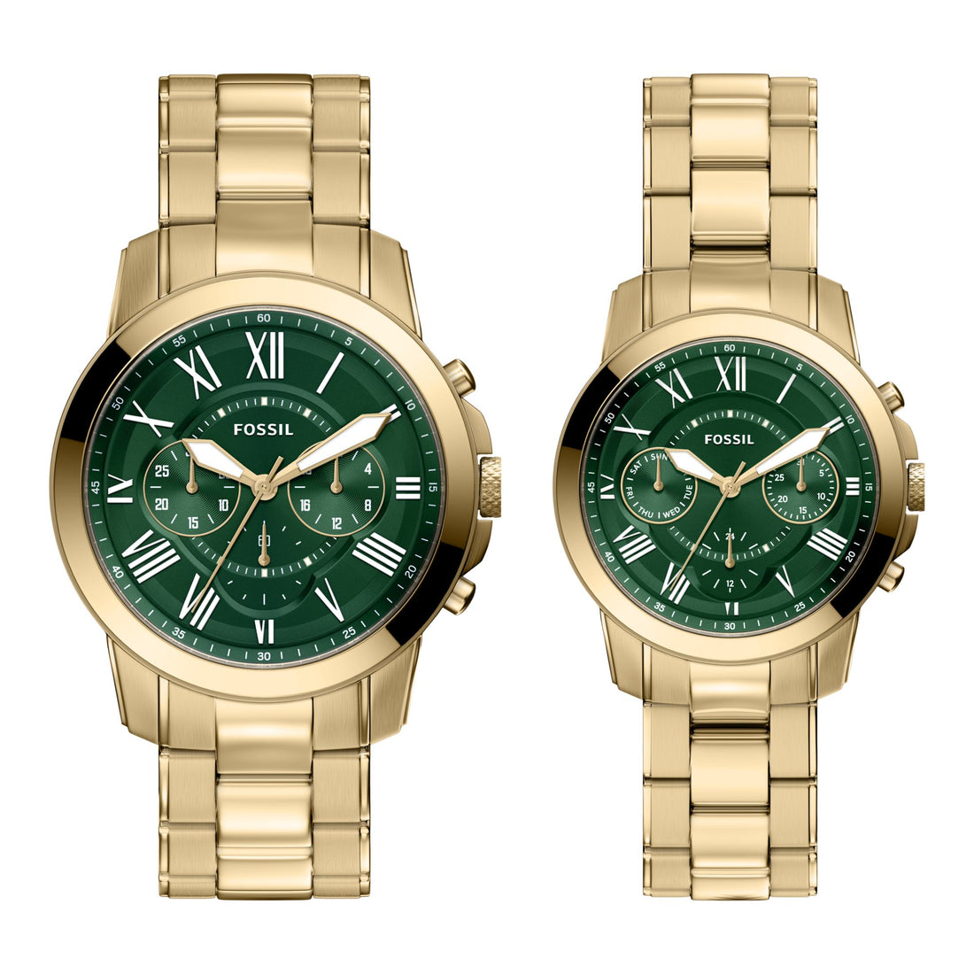 Fossil Grant 44mm Chronograph Gold-Tone Stainless Steel Watch Set - FS6201SET