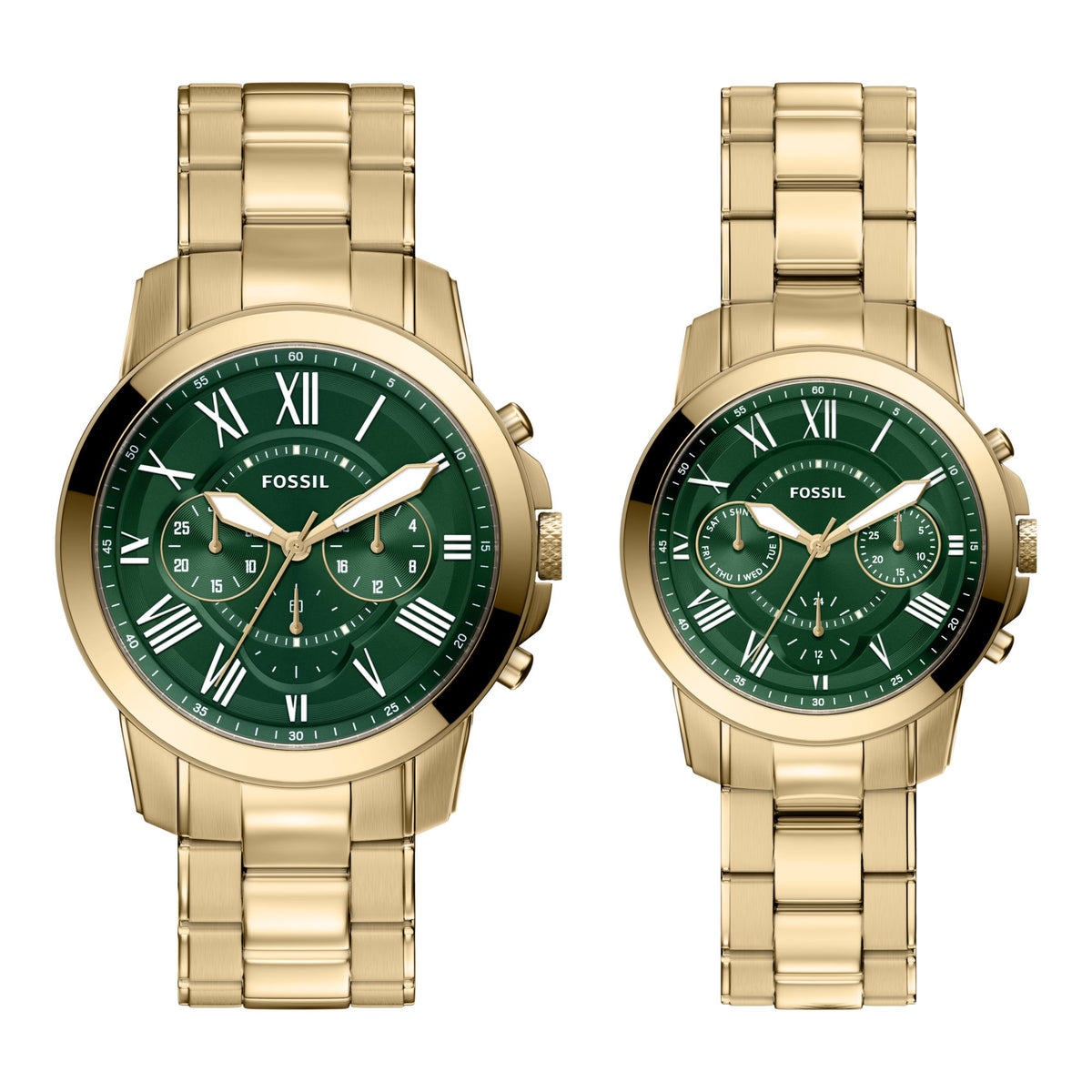 Fossil Grant 44mm Chronograph Gold-Tone Stainless Steel Watch Set - FS6201SET