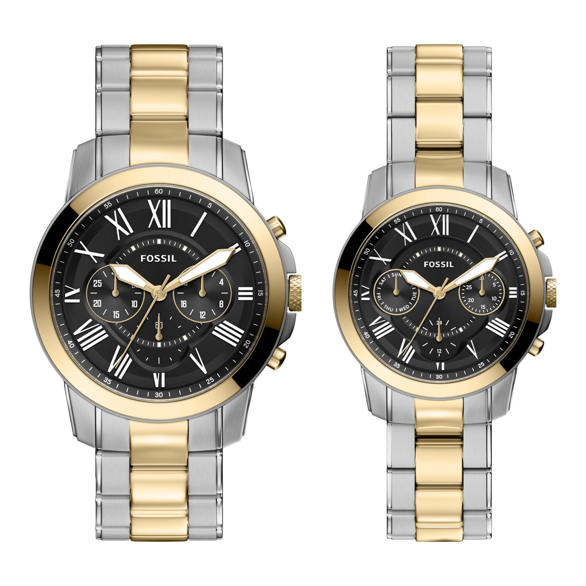 Fossil Grant 44mm Chronograph Two-Tone Stainless Steel Watch Set - FS6202SET