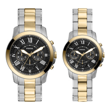 Fossil Grant 44mm Chronograph Two-Tone Stainless Steel Watch Set - FS6202SET