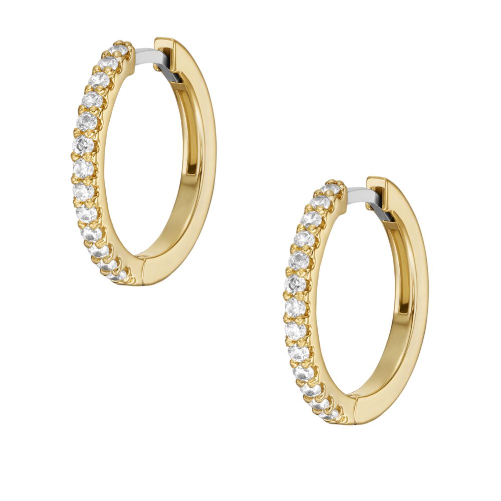 Fossil Women's All Stacked Up Gold-Tone Brass Glitz Hoop Earrings - JA7215710 (3)