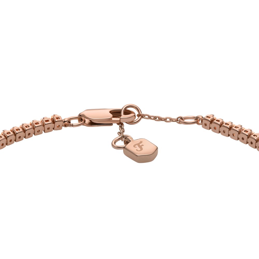 Fossil Women's Ellis Pavé Glitz Rose Gold-Tone Brass Tennis Chain Bracelet - JA7294791