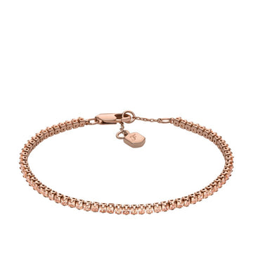 Fossil Women's Ellis Pavé Glitz Rose Gold-Tone Brass Tennis Chain Bracelet - JA7294791