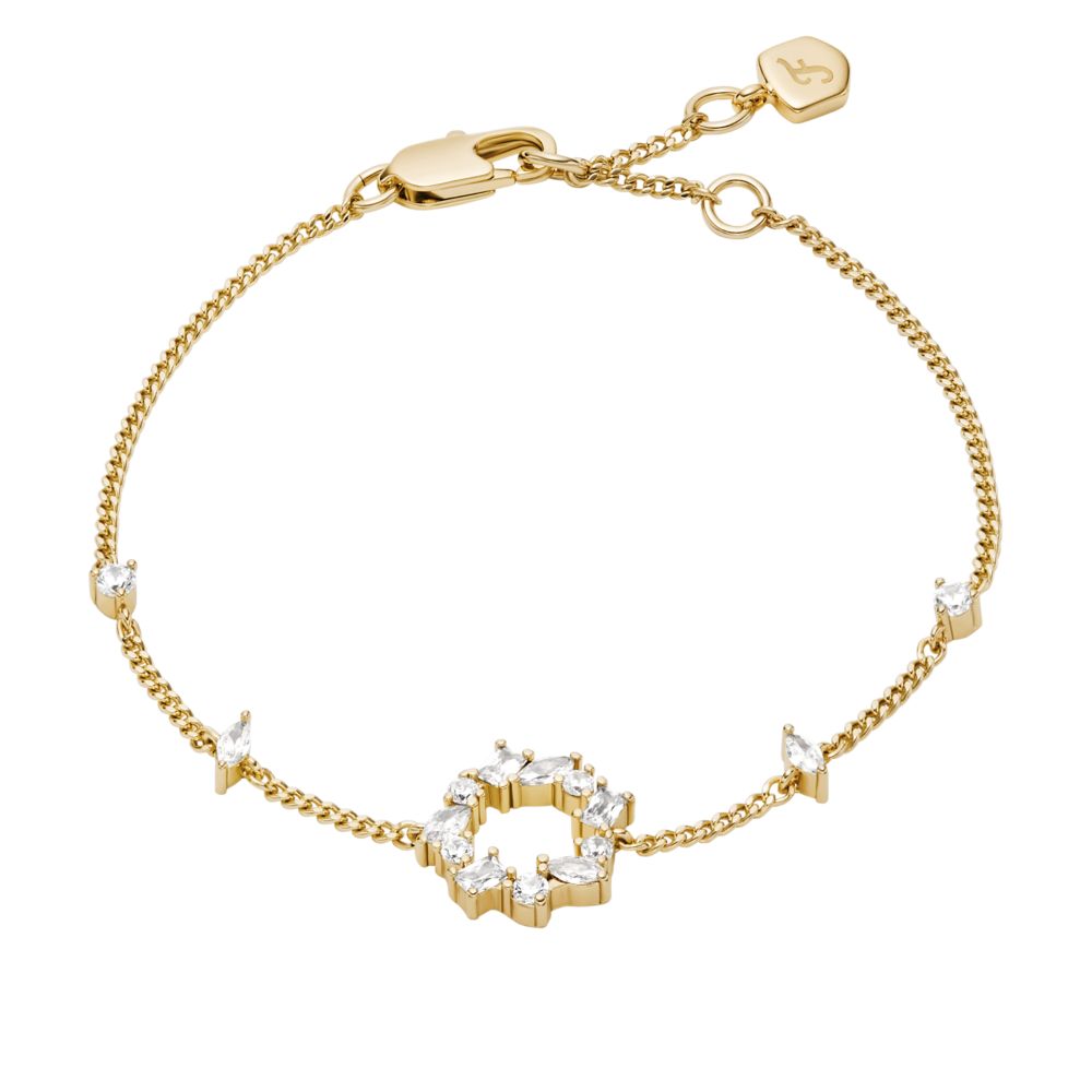 Fossil Women's Ellis Mixed Shapes Gold-Tone Brass Station Bracelet -  JA7296710