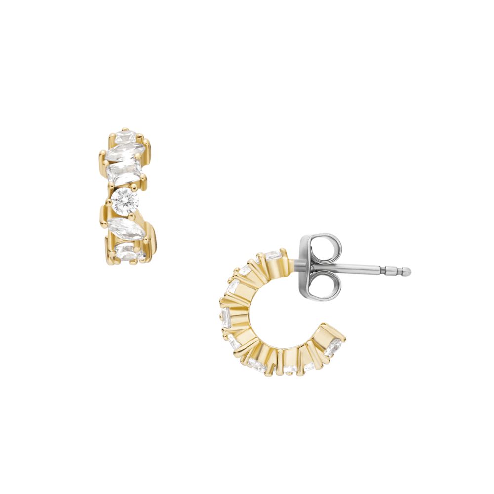 Fossil Women's Ellis Mixed Shapes Gold-Tone Brass Hoop Earrings -  JA7297710 (2)