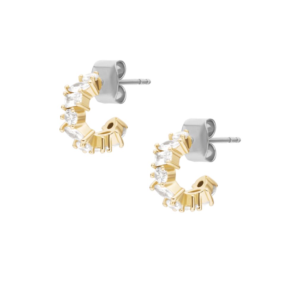 Fossil Women's Ellis Mixed Shapes Gold-Tone Brass Hoop Earrings -  JA7297710 (1)
