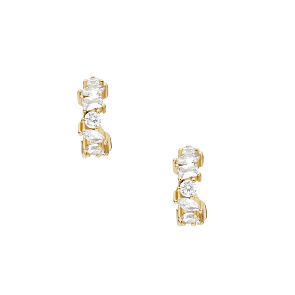 Fossil Women's Ellis Mixed Shapes Gold-Tone Brass Hoop Earrings -  JA7297710
