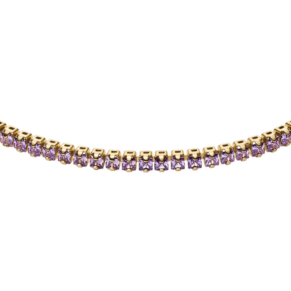 Fossil Women's Ellis Pavé Glitz Amethyst Colour Gold-Tone Brass Tennis Chain Bracelet -  JA7306710