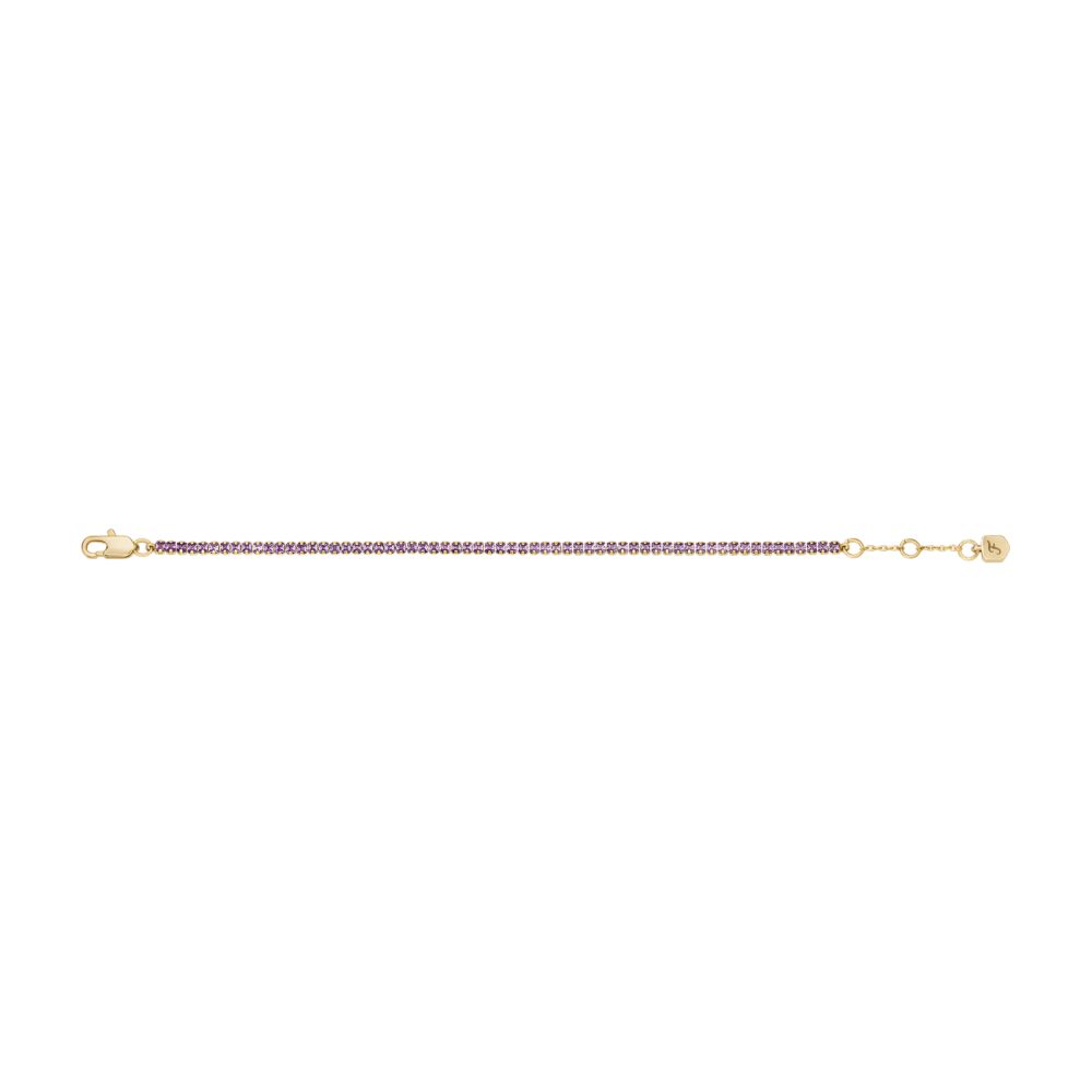 Fossil Women's Ellis Pavé Glitz Amethyst Colour Gold-Tone Brass Tennis Chain Bracelet -  JA7306710 (3)