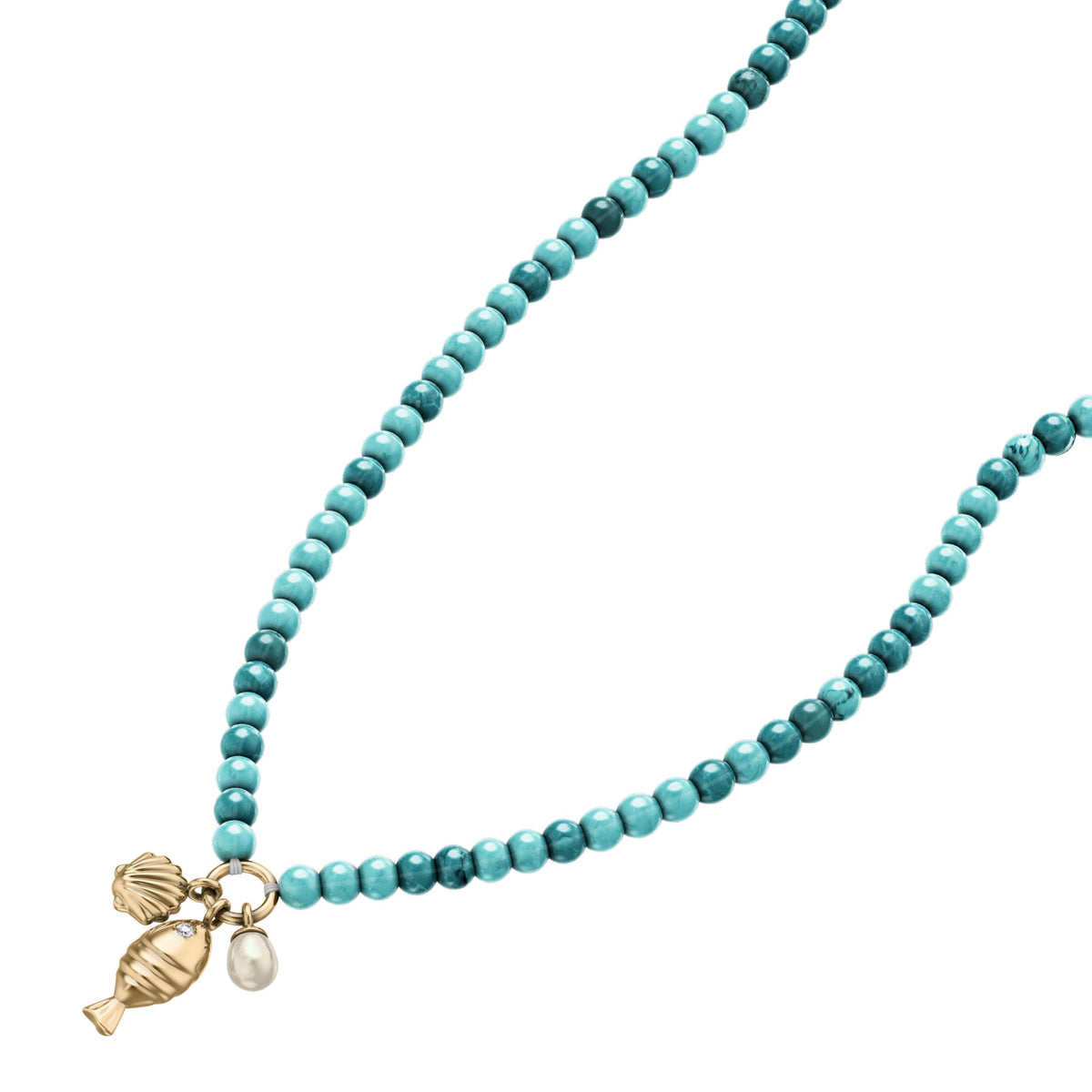 Fossil Women's Sutton By The Sea Turquoise Blue Acrylic Beaded Shell Necklace - JA7318710 (1)