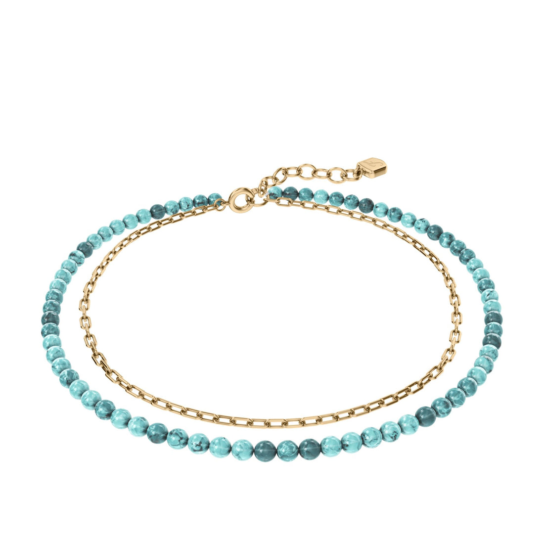 Fossil Women's Jewelry By The Sea Turquoise Blue Acrylic Beaded Multi-Strand Anklet - JA7320710